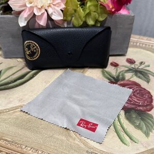 Ray-Ban Black Snap Front Eyeglasses Sunglasses Case & Gray Cleaning Cloth
